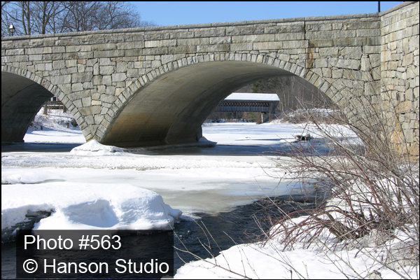 Henniker, NH - Stone Arch Bridge and New England College Bridge - Winter